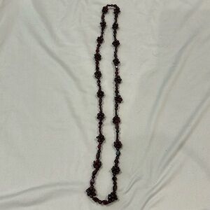 Garnet Beaded Over Head Necklace